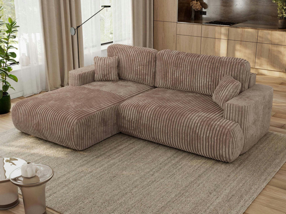 ECKSOFA OVO L Braun Cord - Links Seite - Schwarz/Braun, Kunststoff/Textil (271/195cm) - MKS