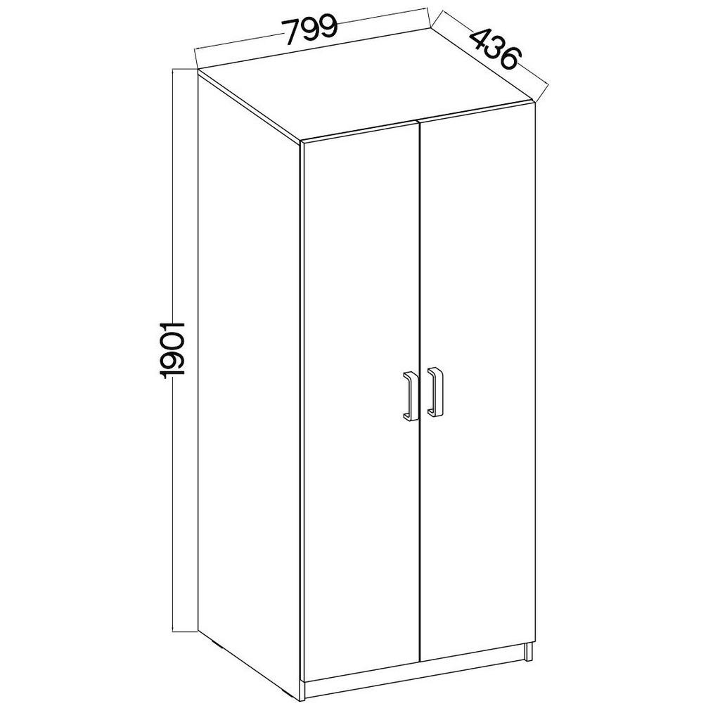 Thumbnail - Masseno Drehtürenschrank, Grau, Holzwerkstoff, 4 Fächer, Rechteckig, 79.9x190.1x43.6 cm, Schlafzimmer, Kleiderschränke, ...