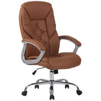 CHEFSESSEL Lederlook hellbraun - Chromfarben/Hellbraun, Textil/Metall (66/112/68cm) - CLP