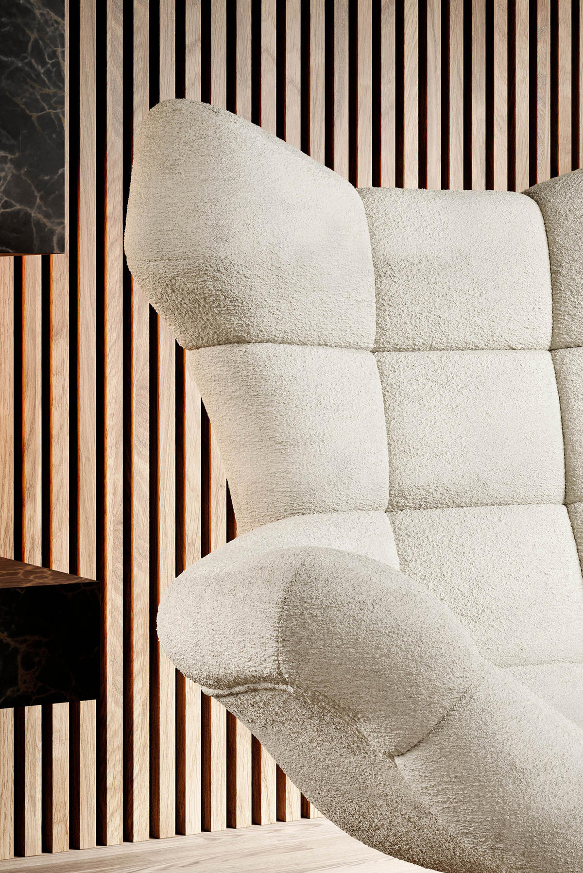 SESSEL SENSI Relaxstuhl mit 360° Drehung und Schwingfunktion – Lux-Schaumkissen, Beige, 104x46x119 cm - Beige/Schwarz, Holz/Textil (104/119/84cm) - DomoHome