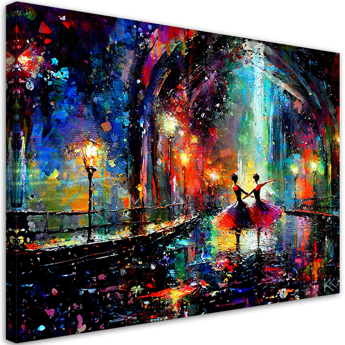 LEINWANDBILD Ballerinas Musik Tanz - Lila, Textil (90/60cm) - Feeby
