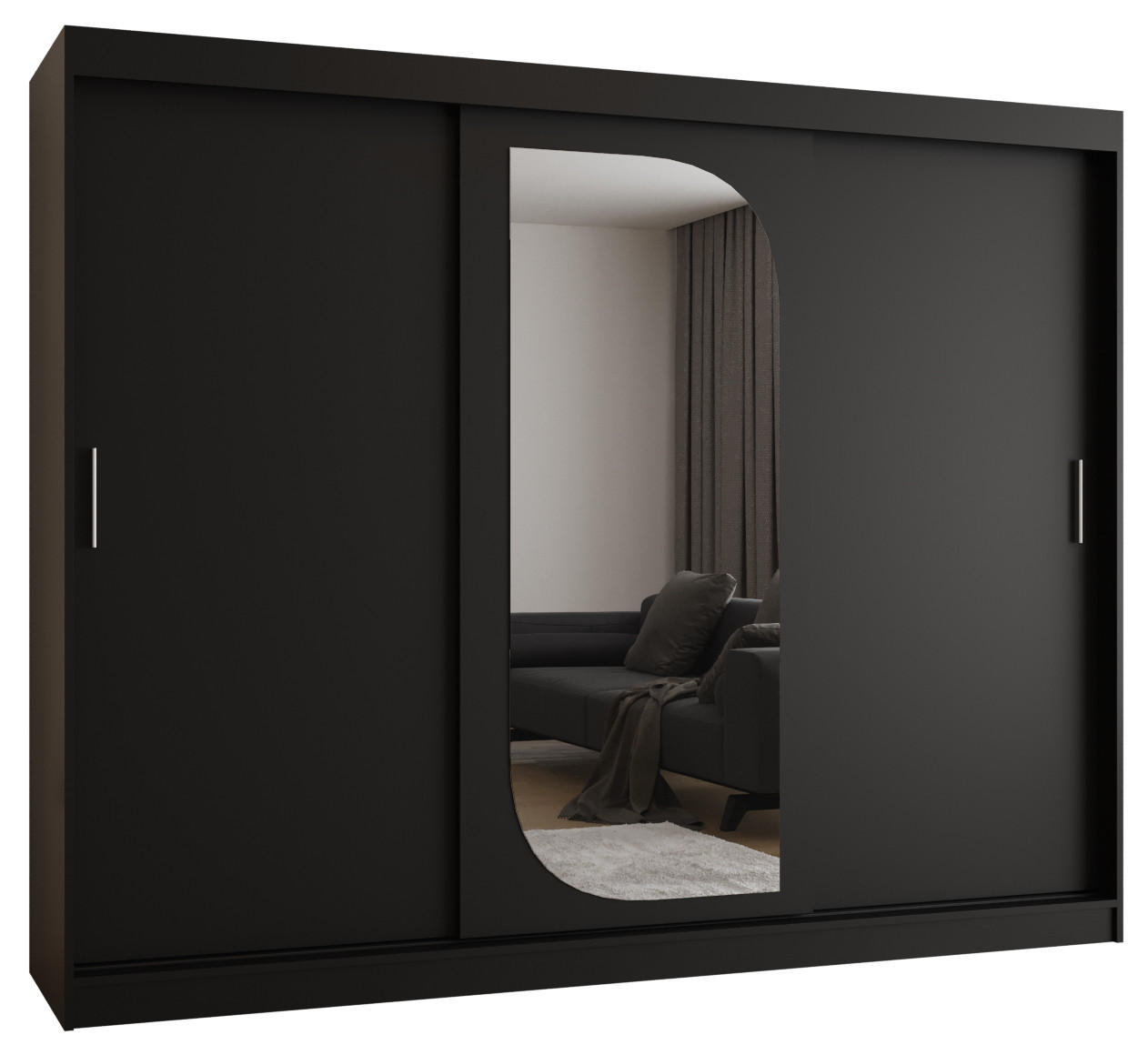 SCHWEBETÜRENSCHRANK 200/250/62 3-türig - Silberfarben/Schwarz, Holz (250/200/62cm) - MÖBEL KRYSPOL