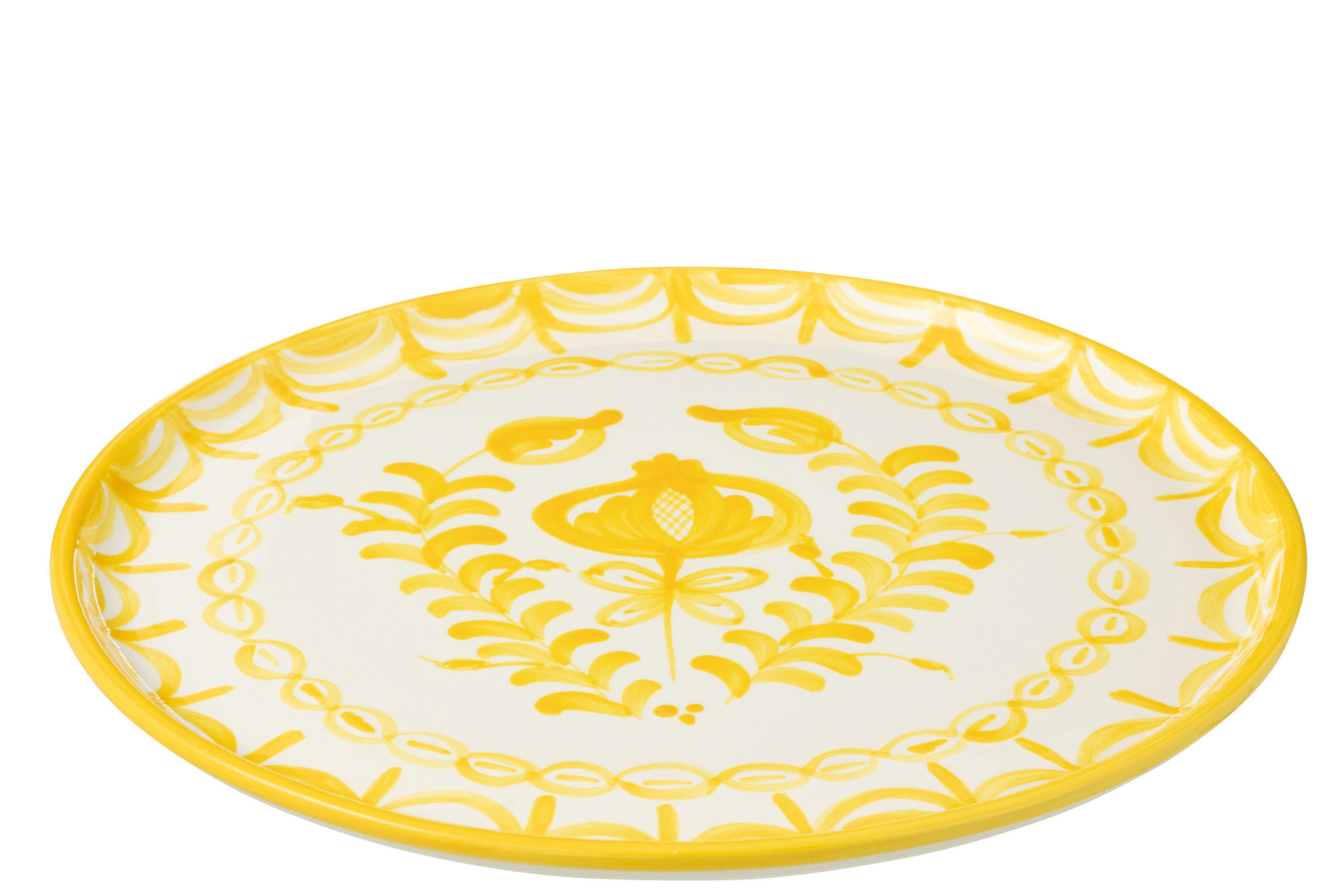 TELLER GRANADA PATTERN - Töpferei - Gelb - Multicolor, Keramik (34cm) - J-Line