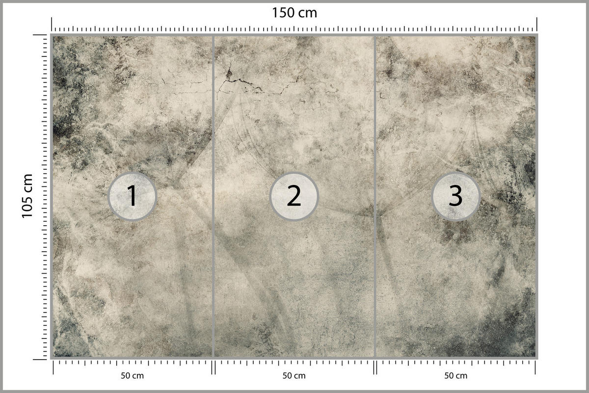 FOTOTAPETE für Wohnzimmer Löwenzahnsamen Beton Abstraktion Retro 150x105 - Beige/Braun, Papier (150/105cm) - Muralo