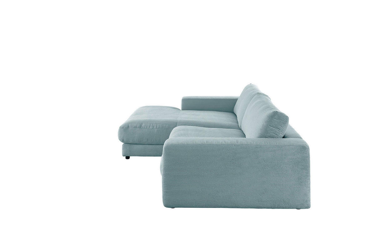 ECKSOFA MADELINE Hellblau Cord - Schwarz/Hellblau, Kunststoff/Textil (270/190cm) - KAWOLA