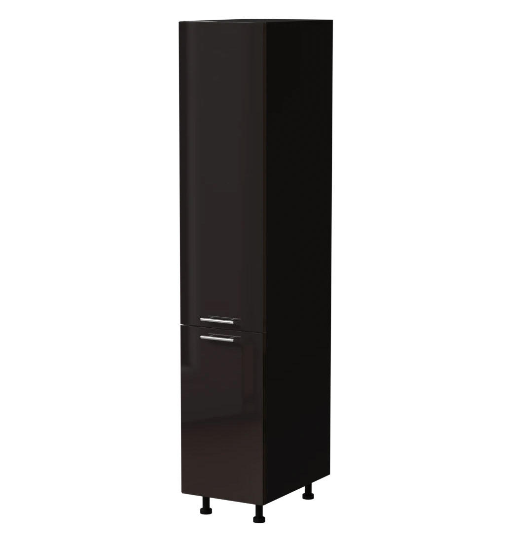 Feldmann-Wohnen Apothekerschrank Schwarz Hochglanz, Schwarz 40x207x59 cm