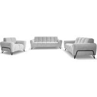 SITZGARNITUR Volare Sofas+Sessel, ohne Schlaffunktion, Hellgrau - Hellgrau, Textil/Metall (220/83/98cm) - Beautysofa