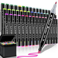 MARKER 48 Farben Set Doppelseitige Pinselspitze - Multicolor, Kunststoff (10/10/15cm)