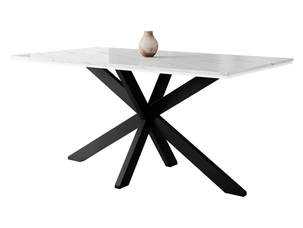 ESSTISCH Wero - Schwarz/Weiß, Holzwerkstoff/Metall (90/160/74cm) - MIRJAN24