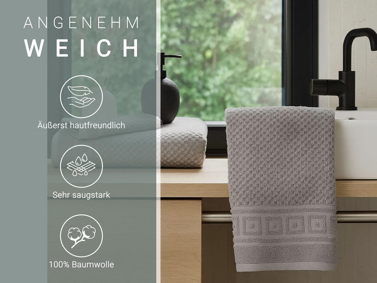 HANDTÜCHER, 4er-Set, 50x100 cm, 100% Baumwolle, Grau - Anthrazit, Textil (50/100cm) - Zollner