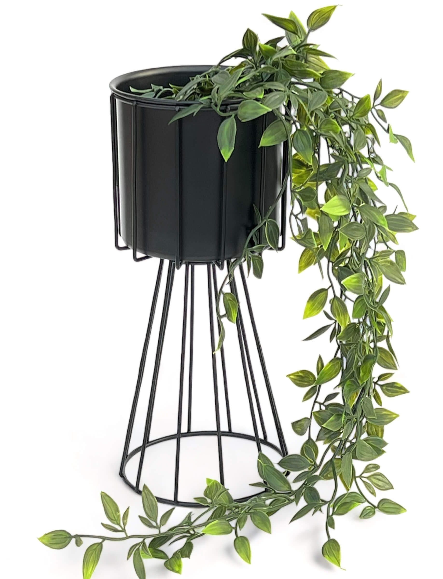 BLUMENHOCKER Metall Schwarz 32 cm - Schwarz, Metall (15/32/15cm) - DanDiBo