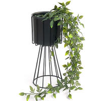 BLUMENHOCKER Metall Schwarz 32 cm - Schwarz, Metall (15/32/15cm) - DanDiBo
