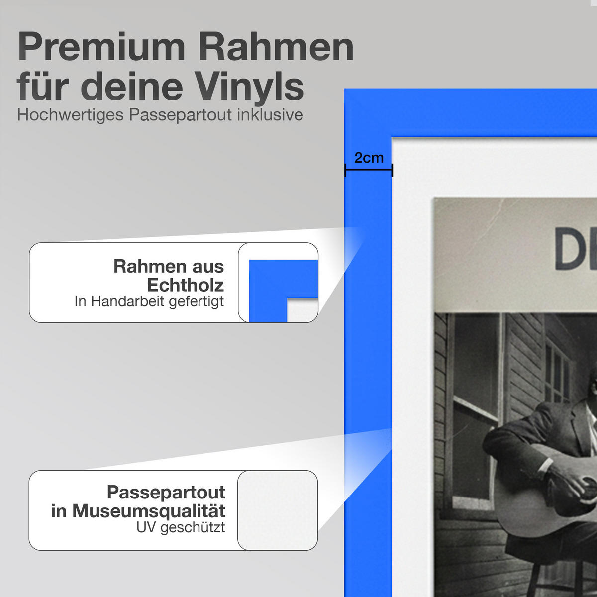 SCHALLPLATTEN BILDERRAHMEN 40/60 2er Set - Blau, Holz (60/40cm) - K-Möbel