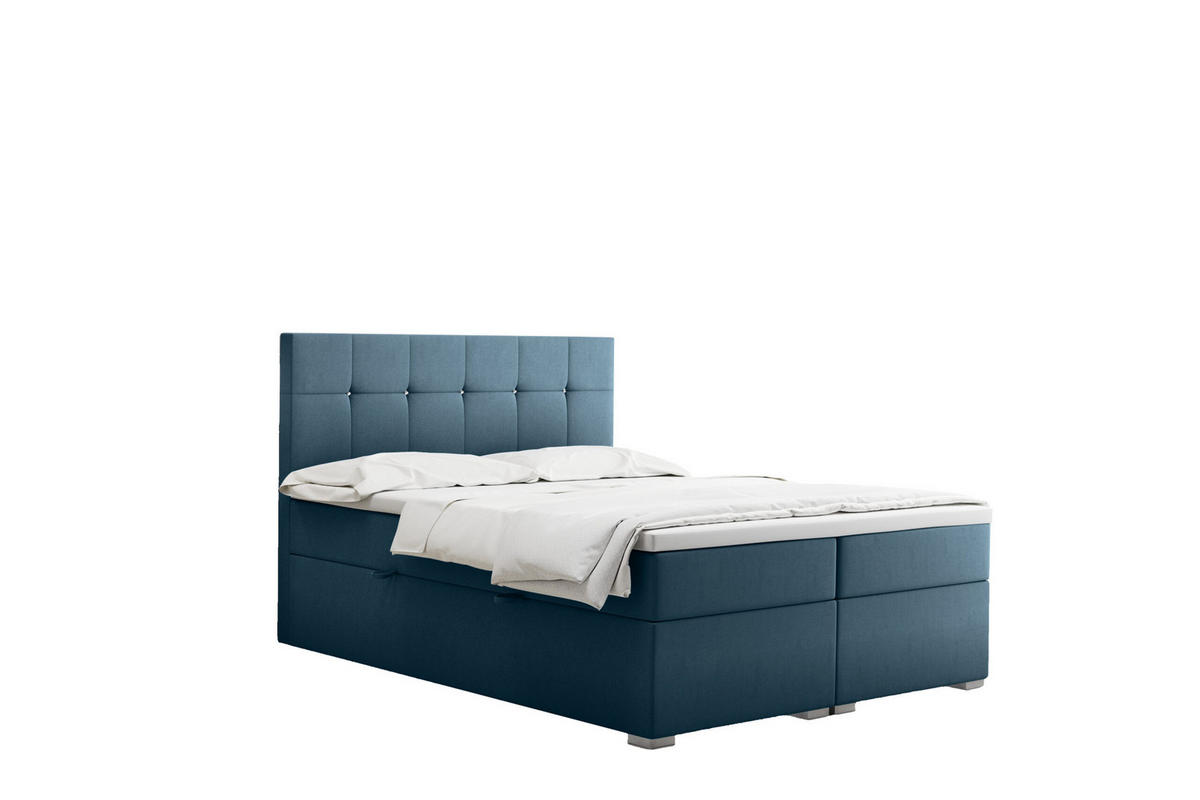 BOXBETT Mit Matratze Und Bettkasten LINDT Stoff Velvet 180x200 cm Hellblau H2-Pocket - Hellblau, Holz/Holzwerkstoff (180/200cm) - Kaiser Möbel