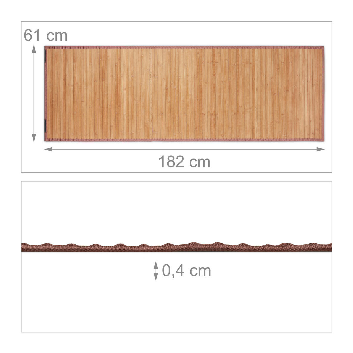 BAMBUSMATTE - Hellbraun, Holz/Textil (61/182cm) - Relaxdays