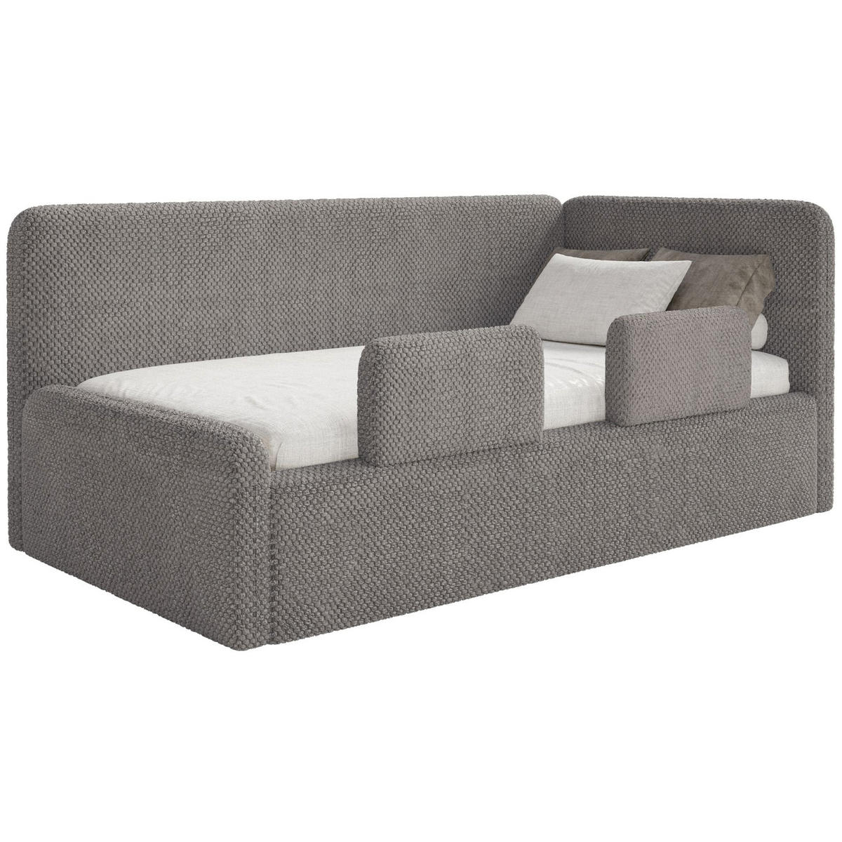 JUGENDBETT Fanko Samt Taupe 90x200 cm - Graubraun/Schwarz, Kunststoff/Textil (90/200cm) - Selsey