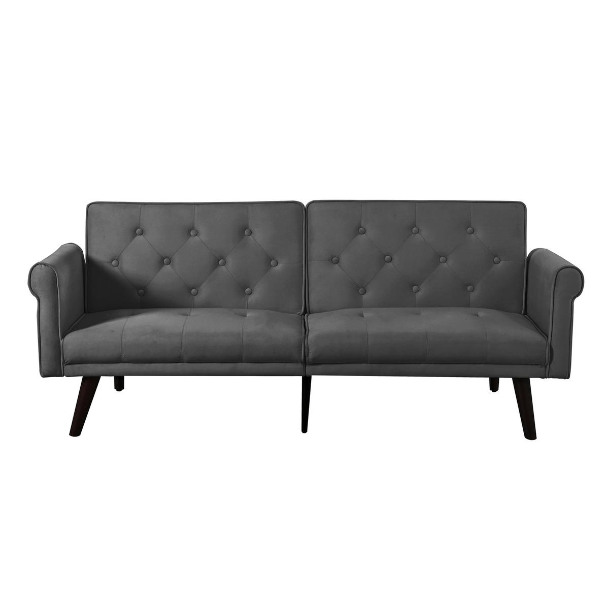 SCHLAFSOFA 2-Sitzer mit verstellbaren Rückenlehnen Samt Grau - Grau, Holzwerkstoff (172/70/89cm) - Meubliv