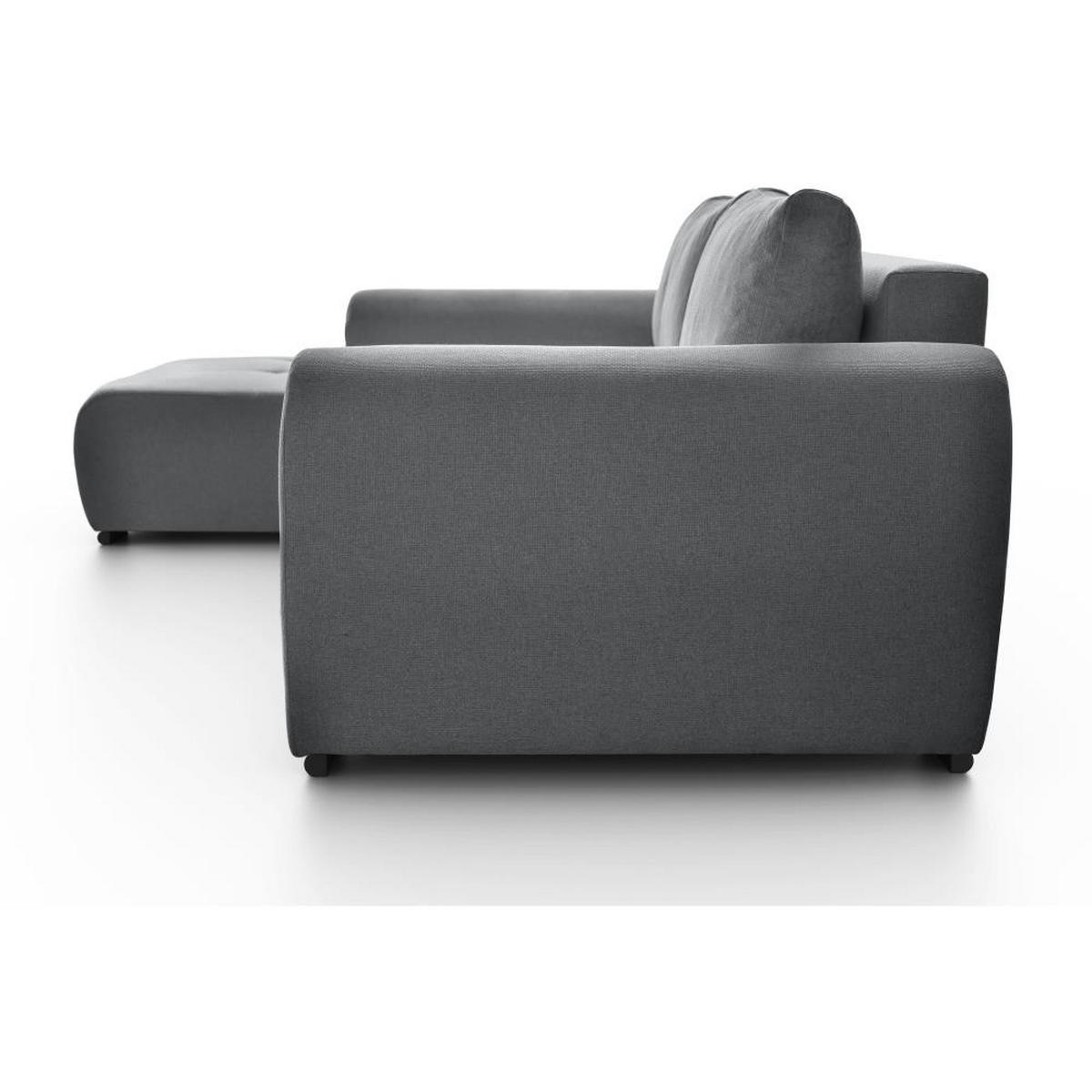 ECKSCHLAFSOFA Diana mt Bettkasten grau links - Schwarz/Grau, Textil (255/175cm) - Beautysofa