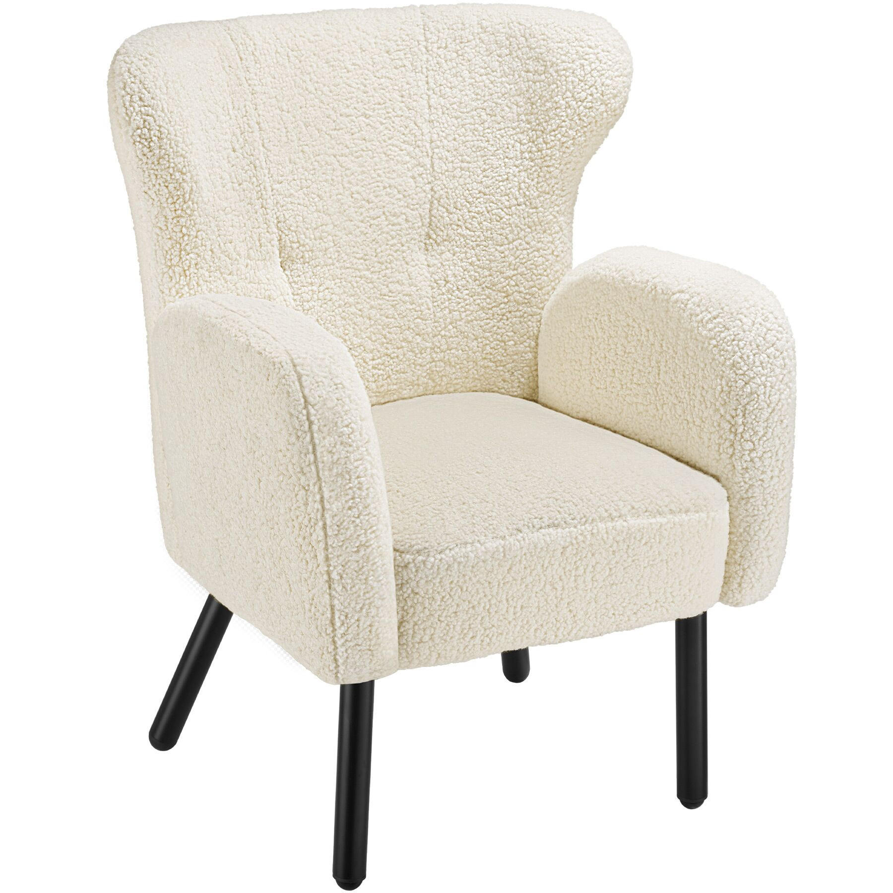 SESSEL Vänersborg, 72 x 71 x 92 cm, Bouclé creme/schwarz - Creme/Schwarz, Kunststoff (72/92/71cm) - tectake