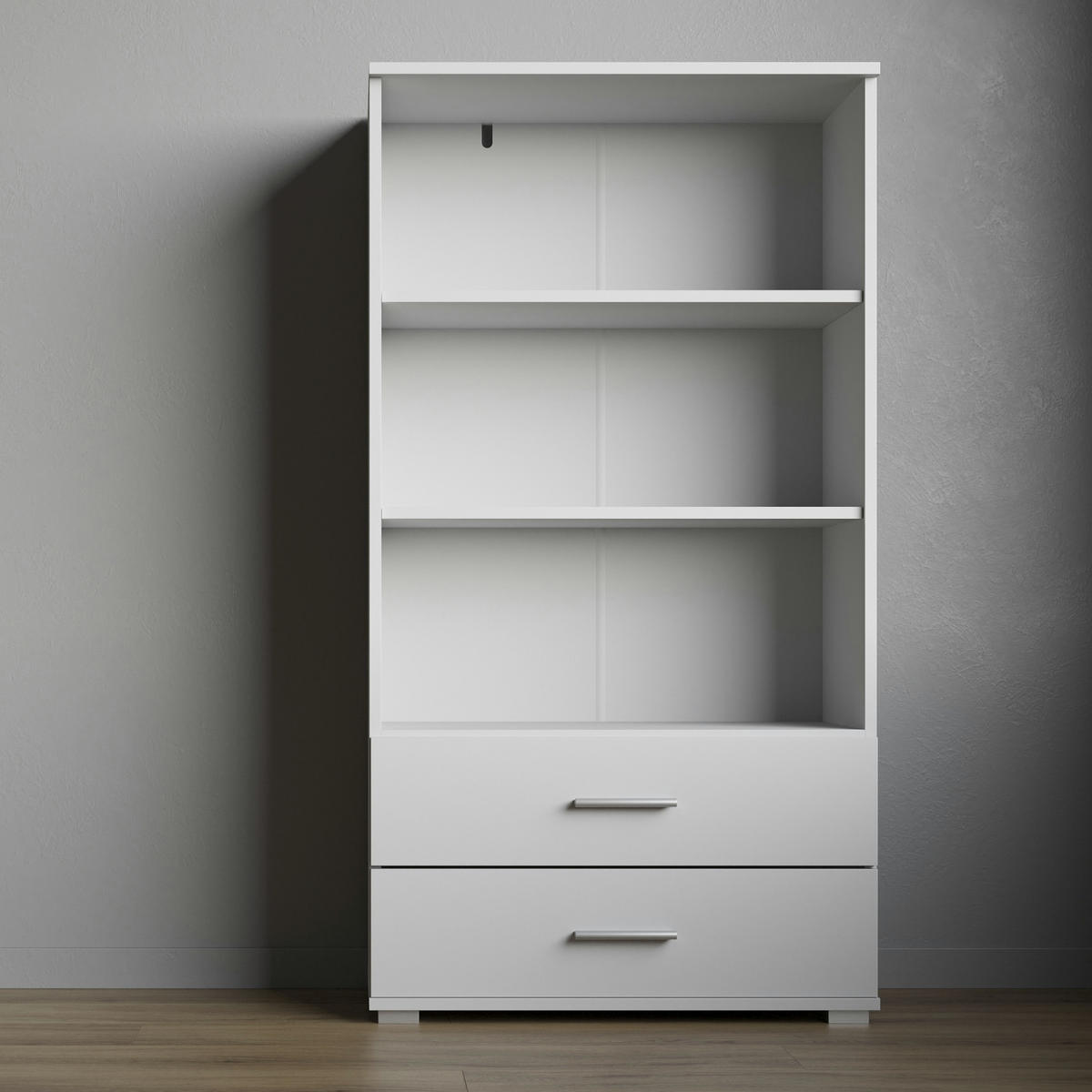 BÜCHERREGAL FAUSKE REG2-2S Schubladen Weiß - Weiß, Holzwerkstoff/Kunststoff (69/130/34cm) - Komodee