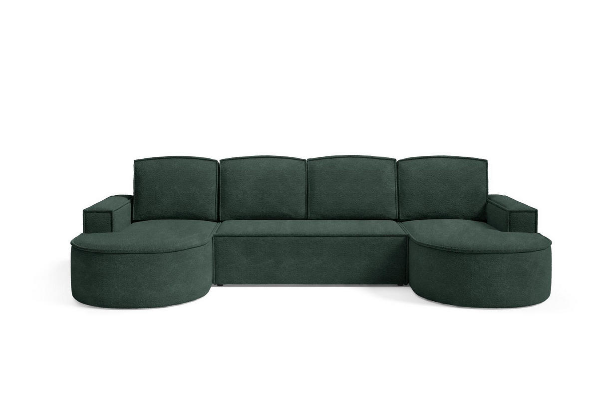 WOHNLANDSCHAFT Flow Grün, mit Schlaffunktion in Abriamo Stoff - Grün, Holzwerkstoff/Textil (316/88/157cm) - Bettso