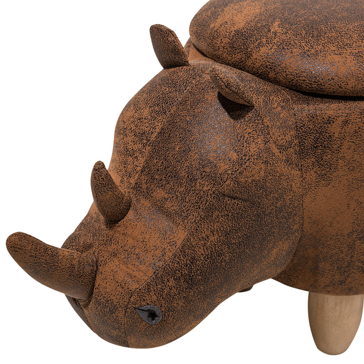TIERHOCKER Hellbraun Rhino - Hellbraun/Braun, Kunststoff (60/35/32cm) - Beliani