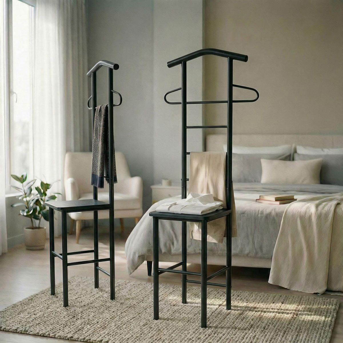 HERRENDIENER JIVO 2ER-SET - Schwarz, Metall (53/121/47cm) - CARO-Möbel