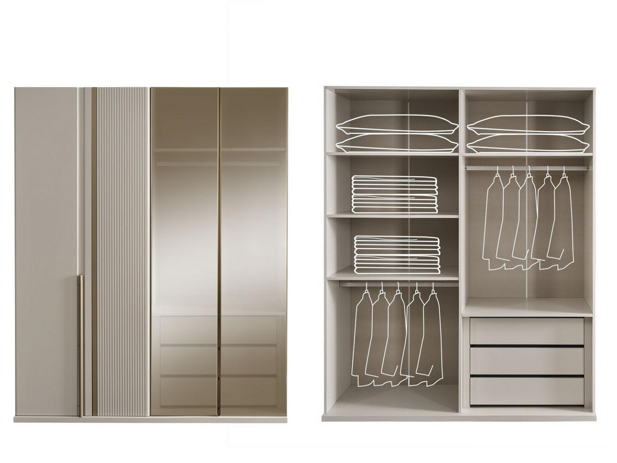 KLEIDERSCHRANK Vega 4 trg. - Beige, Holzwerkstoff (174/212/63cm)