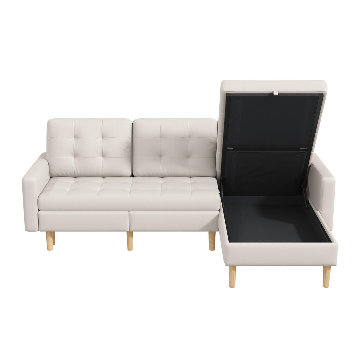 ECKSOFA 212/130/86 cm Beige mit Stauraum und wechselbare Chaiselongue - Beige, Kunststoff/Textil (212/130cm) - Oxeza