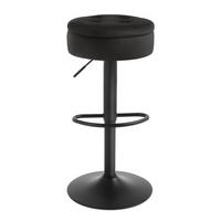 BARHOCKER DE-36082 Drehbar mit Samtbezug und Staufach Schwarz - Schwarz, Metall (39/79.5/39cm) - ComfortXL