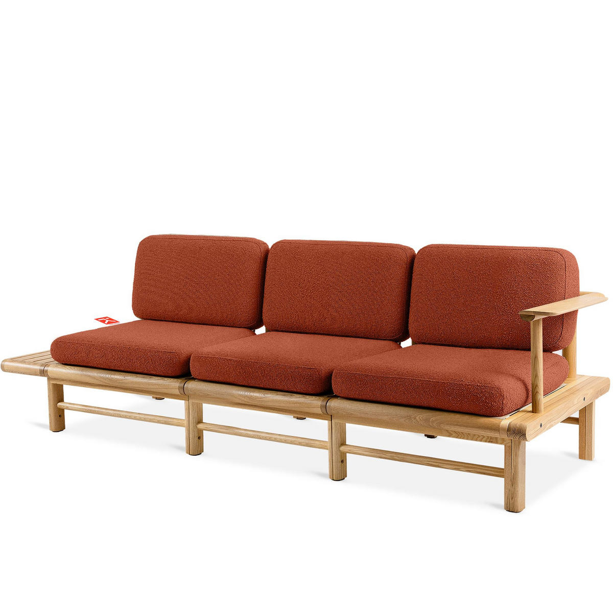 GARTENSOFA ATREDA 3-Sitzer, mit Ablage - Orange, Holz/Textil (245/74/80cm) - KONSIMO®