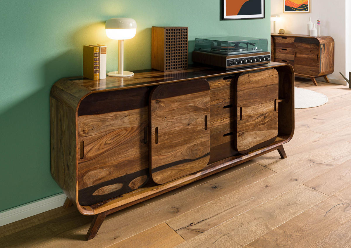 SIDEBOARD Sheesham 173x40x75 dunkelbraun lackiert MAILAND #202 - Dunkelbraun, Holz (173/75/40cm) - Massivmoebel24