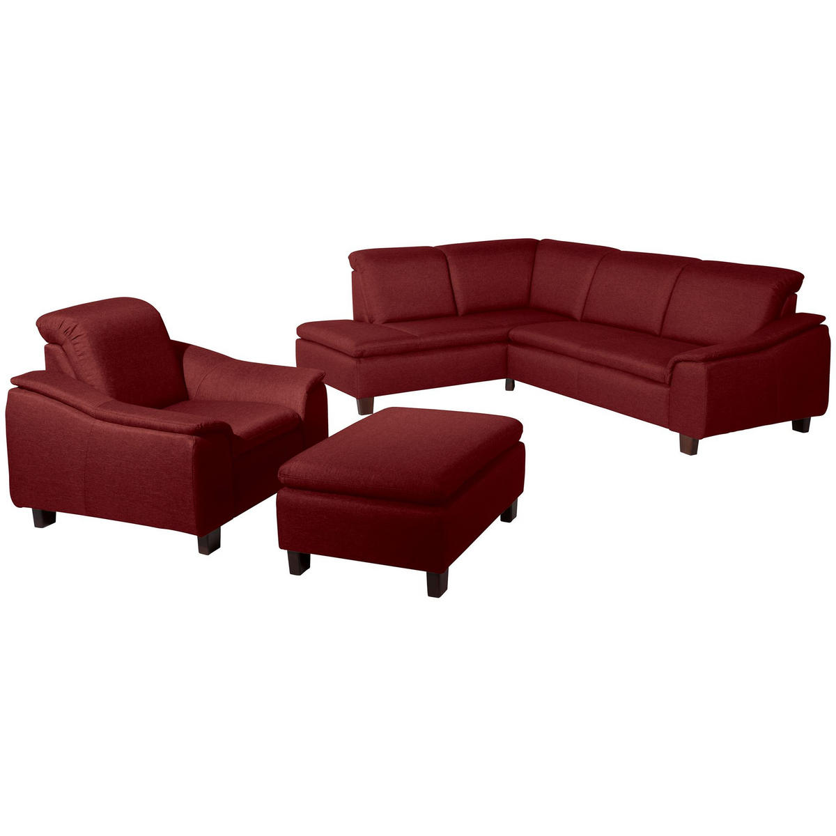 ECKSOFA mit Ottomane links Kaylil Flachgewebe rot - Rot, Kunststoff (187/247cm) - 58aufmkessel