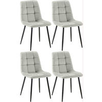 STUHL 4er Set Samt Grau - Schwarz/Grau, Textil/Metall (45/84/55cm) - CLP