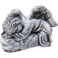 STEINFIGUR Grabschmuck Engel auf Fels Ich denke an Dich frostfest wetterfest - Grau, Stein (15/12/8cm) - stoneandstyle