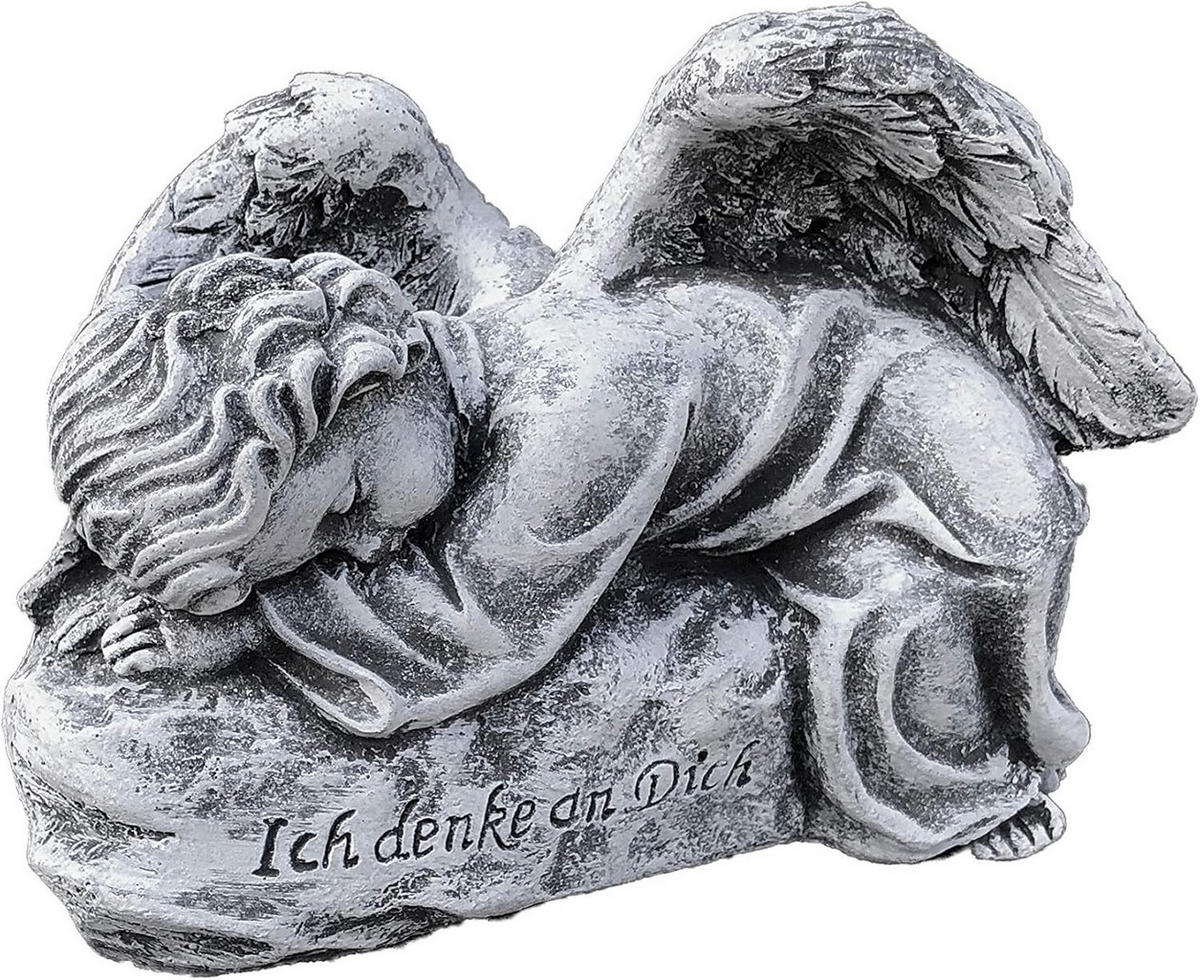 STEINFIGUR Grabschmuck Engel auf Fels Ich denke an Dich frostfest wetterfest - Grau, Stein (15/12/8cm) - stoneandstyle
