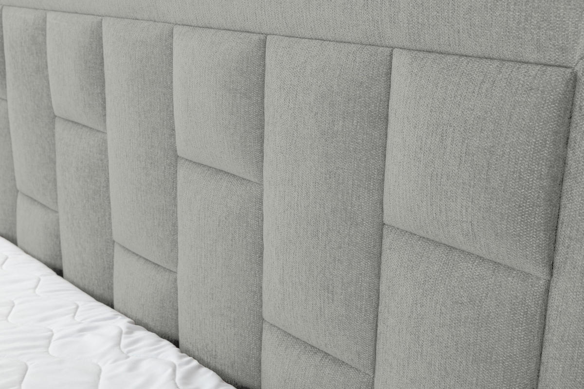 BOXBETT VENEZIA mit 2 Bettkästen, Maße: 140x200 cm, Farbe: Grau, Velourstoff, mit Bonell-Matratze inkl. Topper - Grau, Holz/Kunststoff (140/200cm) - VENASI MÖBEL