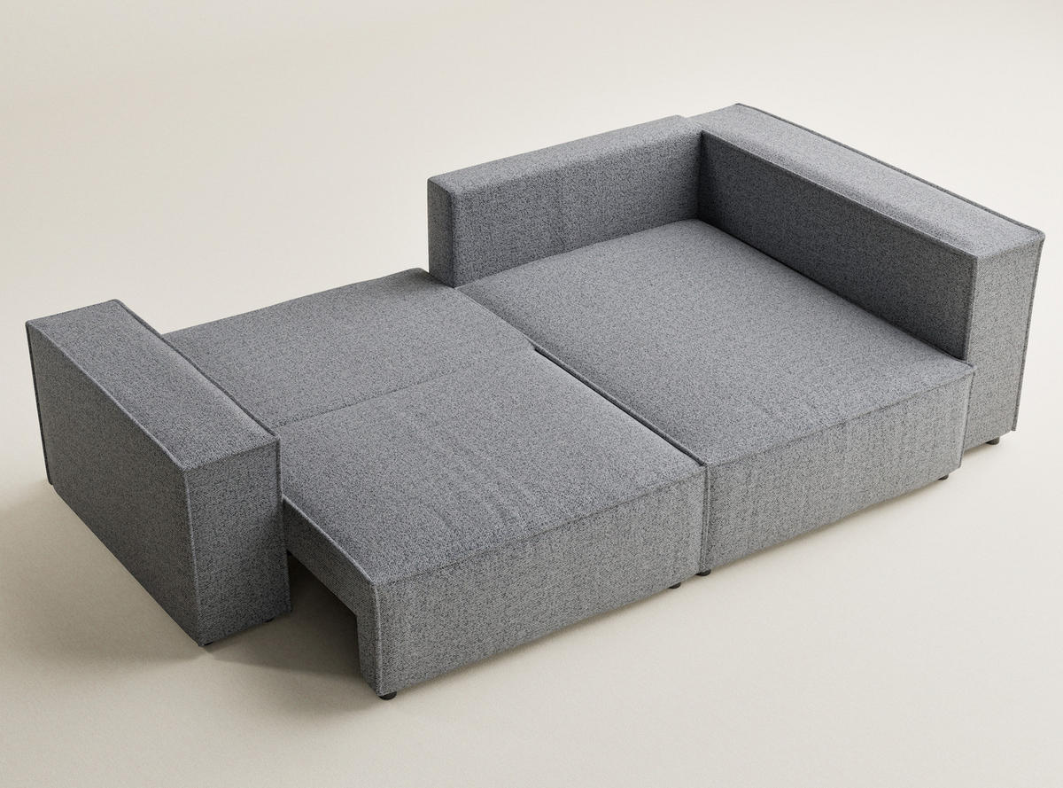 ECKSOFA MIT SCHLAFFUNKTION Tonga Grau Webstoff - Schwarz/Grau, Holz/Holzwerkstoff (255/105cm) - Maison de Reve