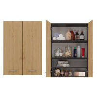BADEZIMMERSCHRANK POLA MINI DD - ANTHRAZIT EICHE ARTISAN - Anthrazit/Eiche Artisan, Holzwerkstoff (64/90/30cm) - CDF