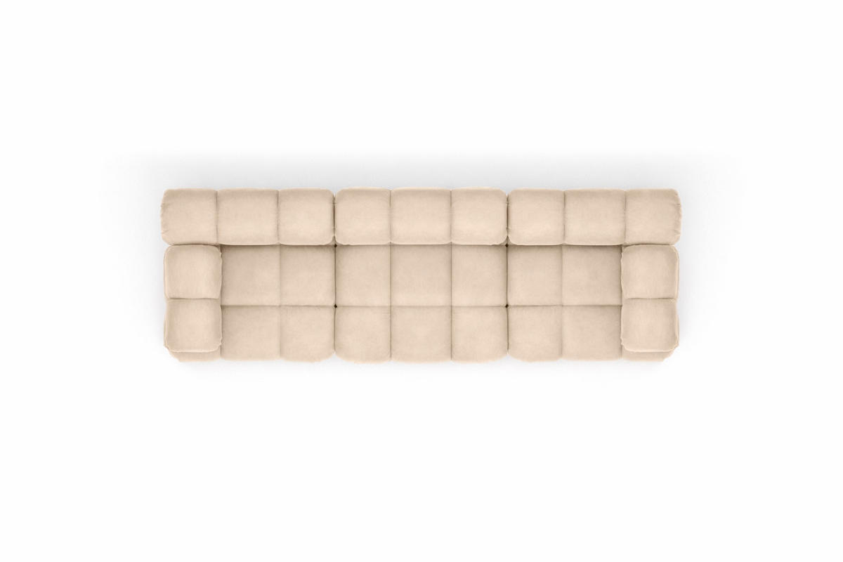 COUCH, 3-Sitzer Modular, Veloursstoff Salvador, Beige, Selia - Beige, Holz (285/70/95cm) - Kaiser Möbel