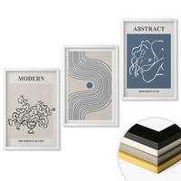 WANDBILDER 3er-Set - 40x60 cm Weißer Rahmen - abstrakte Poster mit Blumenlinien - Weiß, Kunststoff (40/60cm) - ArtPrintCave