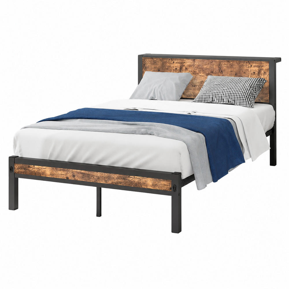 METALLBETT 120/200 cm in Antikbraun & Schwarz mit Stauraum - Braun, Holzwerkstoff/Metall (120/200cm) - WISHDOR