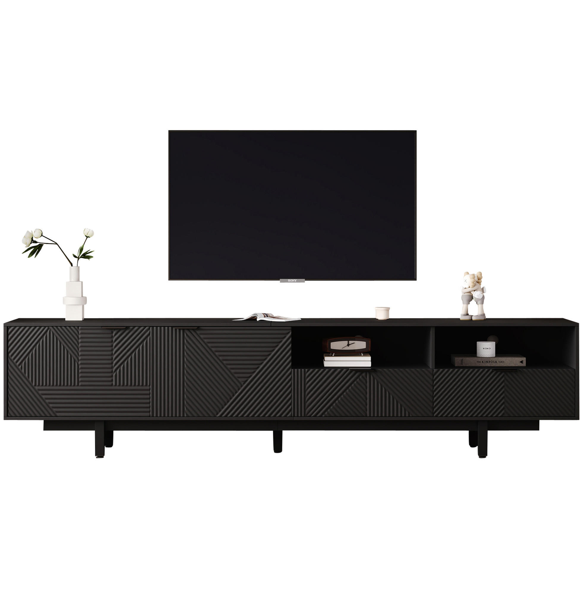 TV-ELEMENT mit Stauraum 200 x 40 x 51 cm Schwarz - Schwarz, Holzwerkstoff (40/51/200cm) - Beauniv