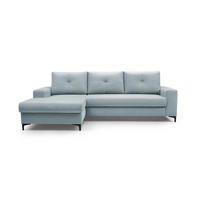 ECKSOFA AVRA L-förmig, mit Stauraumbehälter-in RINO-Stoff, Komfort & Eleganz, lose Rückenkissen, freistehend, LINKS 165x251x85 cm Light blue - Hellblau, Holz/Textil (165/251cm) - DomoHome