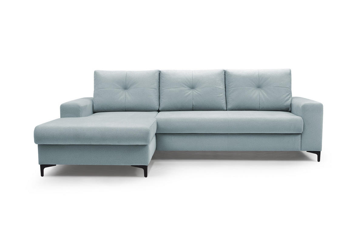 ECKSOFA AVRA L-förmig, mit Stauraumbehälter-in RINO-Stoff, Komfort & Eleganz, lose Rückenkissen, freistehend, LINKS 165x251x85 cm Light blue - Hellblau, Holz/Textil (165/251cm) - DomoHome