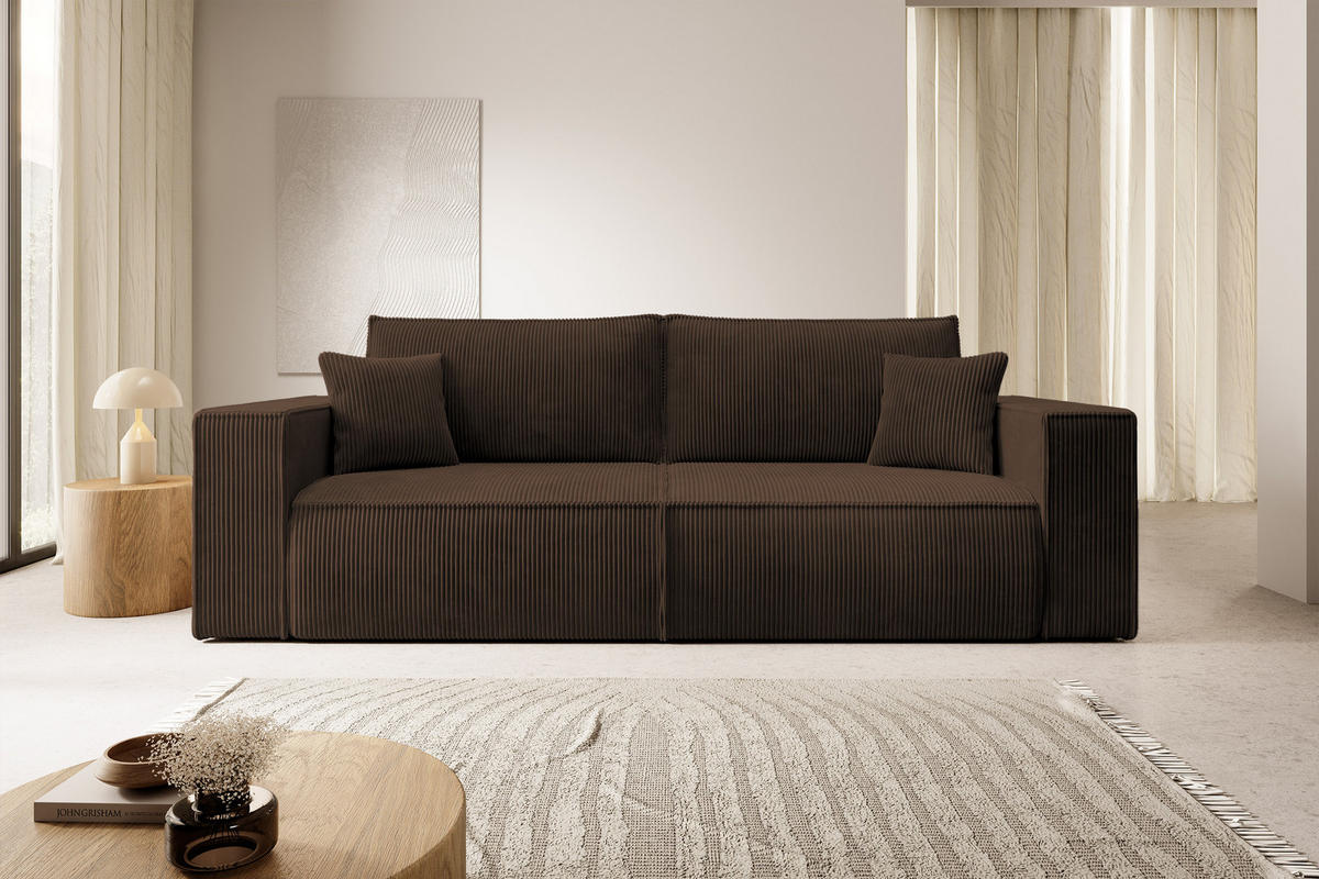 SCHLAFSOFA Farese Braun Cordbezug - Schwarz/Braun, Kunststoff/Textil (257/85/102cm) - Selsey