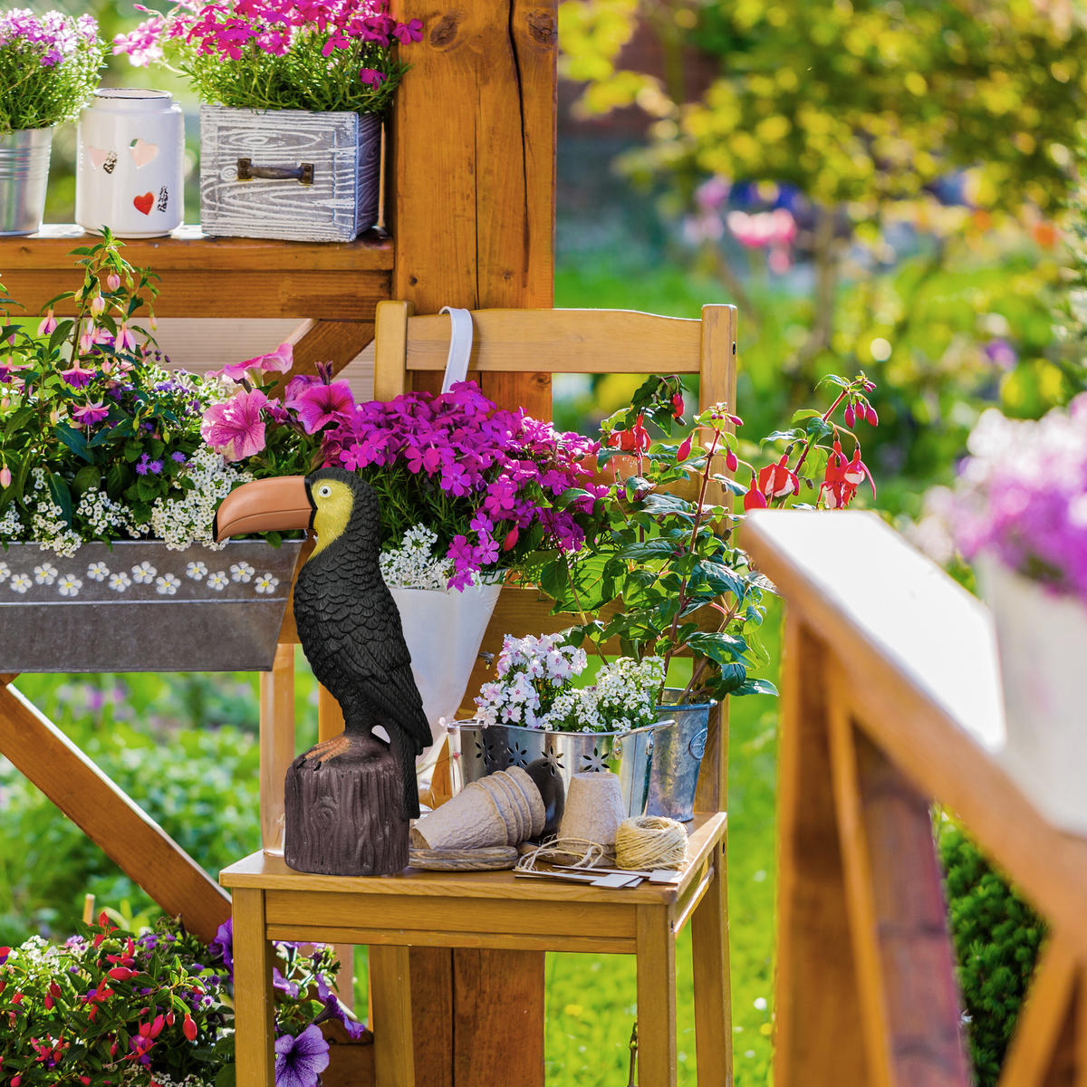 VOGEL-GARTENFIGUR - Multicolor, Kunststoff (10/35/19cm) - Relaxdays