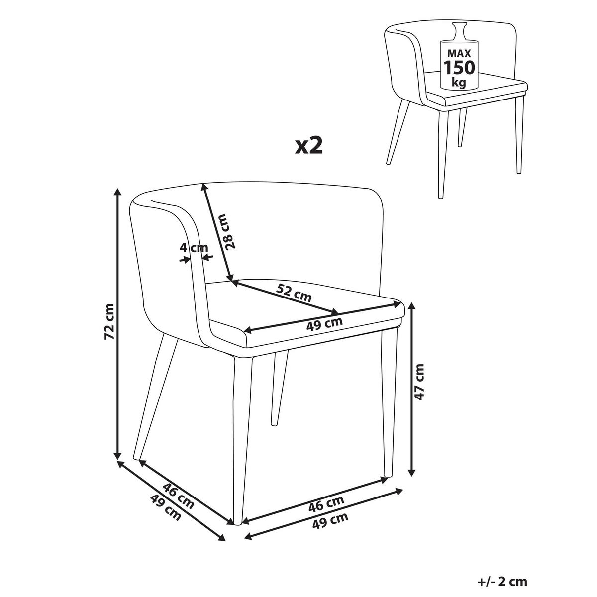 GARTENSTUHL 2er-Set Beige Limasson - Beige/Schwarz, Textil (49/72/52cm) - Beliani