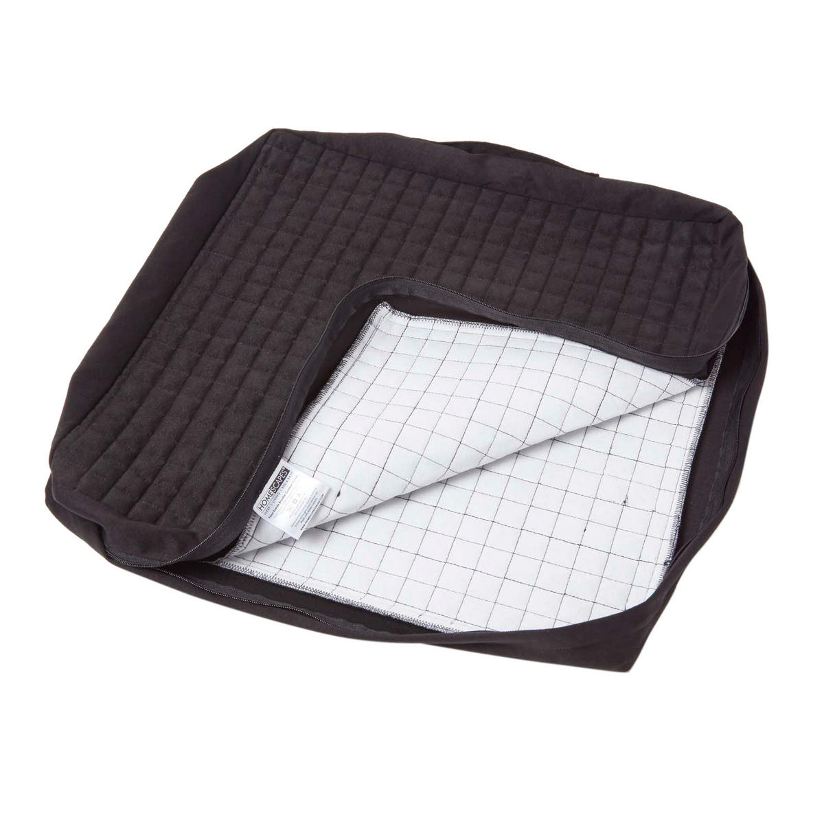 SITZKISSEN-BEZUG schwarz 50/50/10 – Kissenhülle wattiert, Velours - Schwarz, Textil (50/50/10cm) - Homescapes