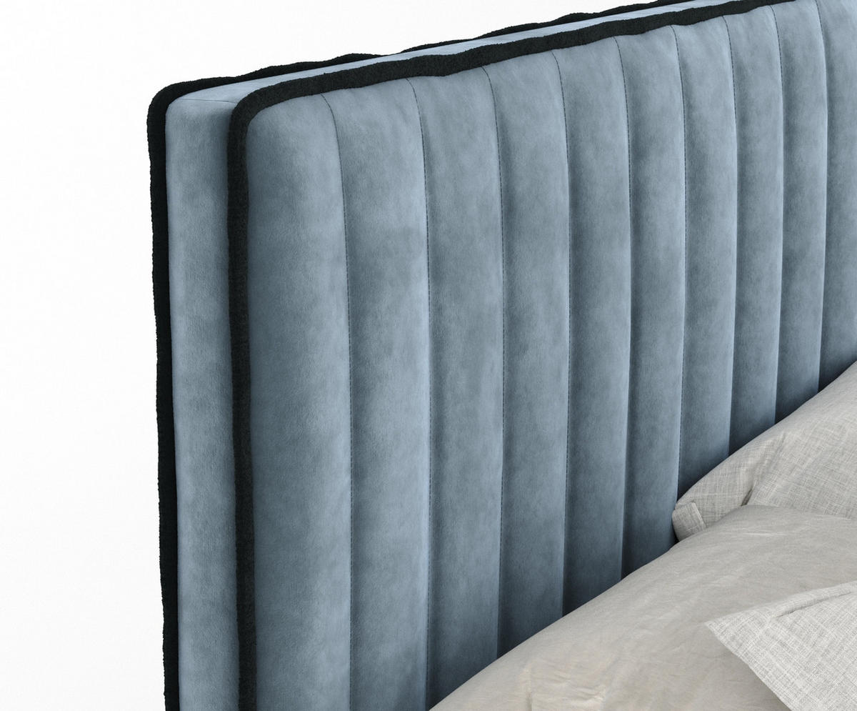 BOXSPRINGBETT Nocturne Blau Grau 200/200 cm - Blaugrau/Schwarz, Holz/Holzwerkstoff (200/200cm) - Maison de Reve